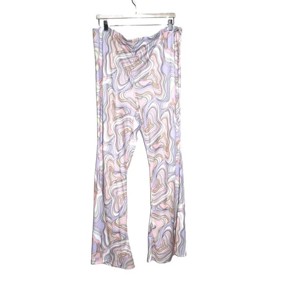 nwt NASTY GAL Marble-Print High-Waisted Pull-On Flare Pants - Plus Size 18 - Picture 4 of 13